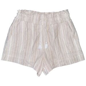 Abercrombie & Fitch Linen Blend Paperbag Shorts Small Striped Tassel High Rise